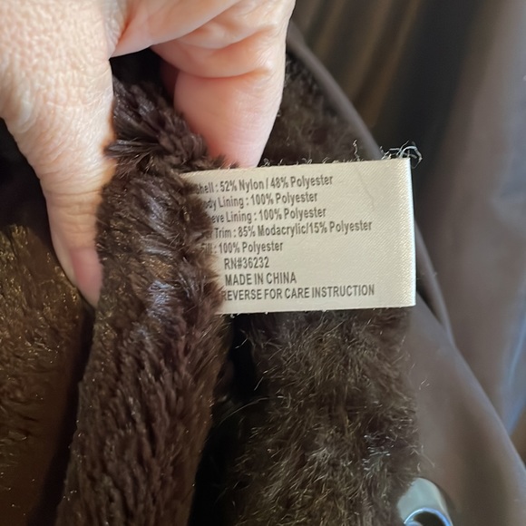 Gallery Dark Brown Faux Fur Lined Waterproof Winter Coat. Women’s Petite Small. - Picture 7 of 12